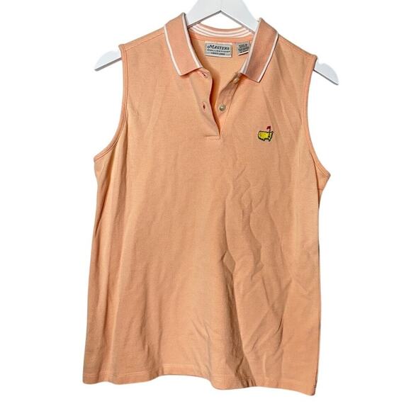 Masters Tops - Augusta Masters Logo PGA Golf Size Large Women Sleeveless Polo Peach Pink Preppy